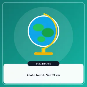Globe terrestre éducatif Buki sur socle métallique affichant les pays le jour et les constellations la nuit