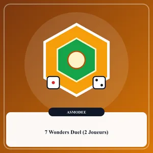 Boîte et plateau du jeu de société stratégique 7 Wonders Duel avec cartes civilisations et merveilles